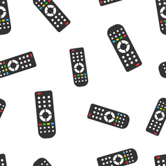 Remote control icon seamless pattern background. Infrared controller vector illustration on white isolated background. Tv keypad business concept.
