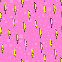 Lightning seamless pattern on white background. Paper print design. Abstract retro vector illustration. Trendy textile, fabric, wrapping. Modern space decoration.