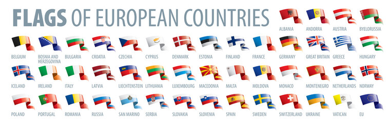 Set of flags of Europe. Vector illustration