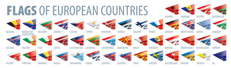 Obraz premium Set of flags of Europe. Vector illustration