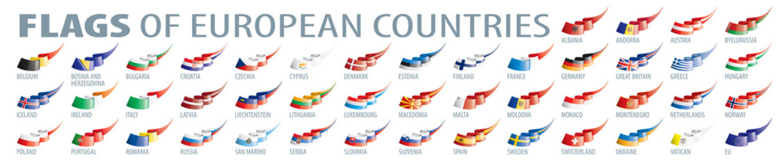 Set of flags of Europe. Vector illustration