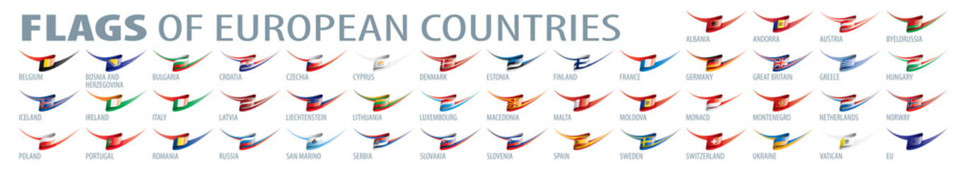 Set of flags of Europe. Vector illustration