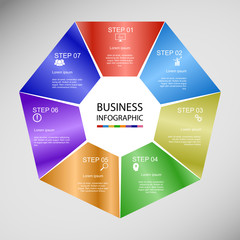 Business InfoGraphics, Geometry, Heptagon Design, Marketing presentation , section banner