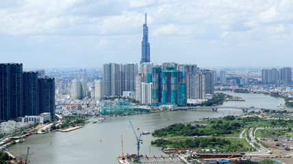 Naklejka premium Cityscape of Saigon, Ho Chi Minh City