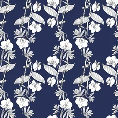 Wallpaper murals Orchidee Seamless pattern with orchid flowers, nature floral background