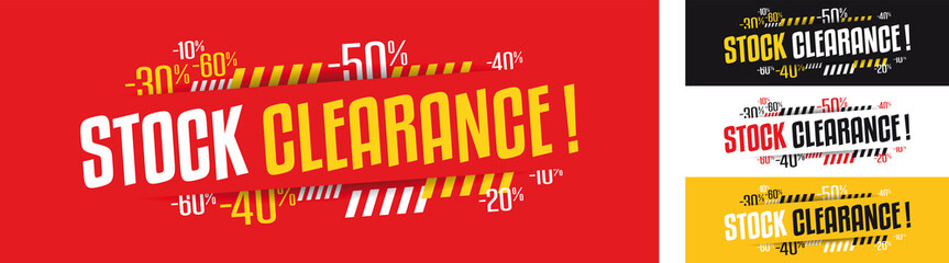 Stock clearance banner in four variations