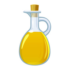Vinegar in glass bottle. Vector illustration