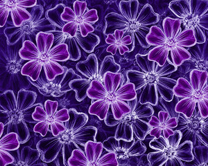 Floral background. Hand-drawn violet flowers.