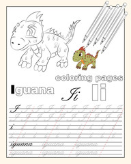 illustration_9_coloring pages of the English alphabet with animal drawings with a string for writing English letters