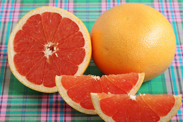 Bright ripe raw pink grapefruit