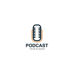podcast logo template design vector