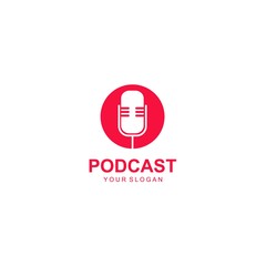 podcast logo template design vector