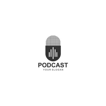 podcast logo template design vector