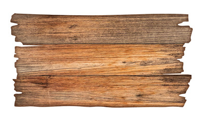 Brown wooden sign on a white background In the concept of the signpost and billboards with clipping path.