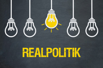 Realpolitik / Tafel mit Glühbirnen