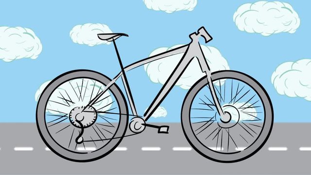Bicycle scetch and sky background