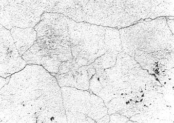 Distress old cracked concrete texture, vector illustration. Black and white grunge background. Stone, asphalt, plaster, marble.