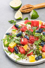Healthy Diet,Summer Fresh Watermelon Salad with Feta Cheese,Greek Cousine