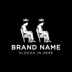 badge with line bright light with two people sit logo illustration