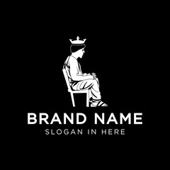 badge with line bright light with two people sit logo illustration