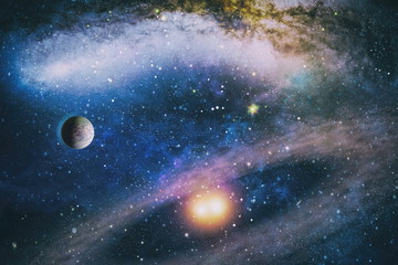 planets, stars and galaxies in outer space showing the beauty of space exploration. Elements...