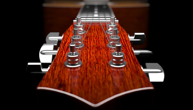 acoustic guitar on a black background 3d illustration
