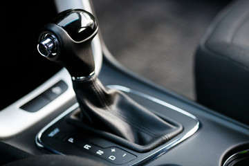Fototapeta na wymiar Car interior. Automatic transmission gear shift.