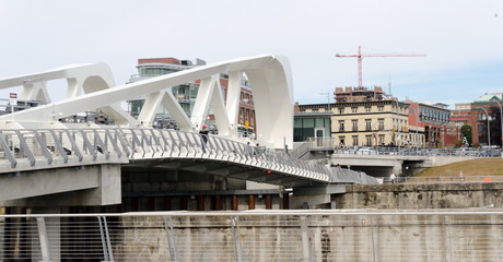 Johnson street bridge pointing toward new construction site in Victoria