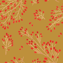 Pine cone xmas branch with leaves isolated fir on Fort Knox color. Christmas seamless pattern for party flyer design. Winter sale fair branding. New Year seasonal celebration greeting card.