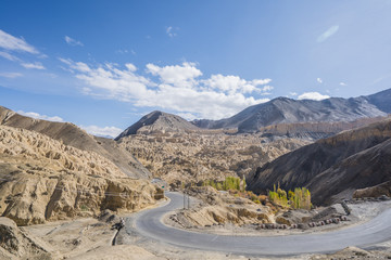 A view of slope hills of the mountain looks like the land of the moon. Called Moon Land of Lamayuru Leh, Ladakh, India.