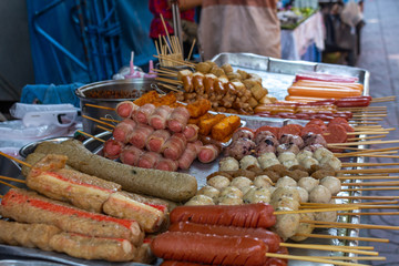 Meat sold on the street Asia