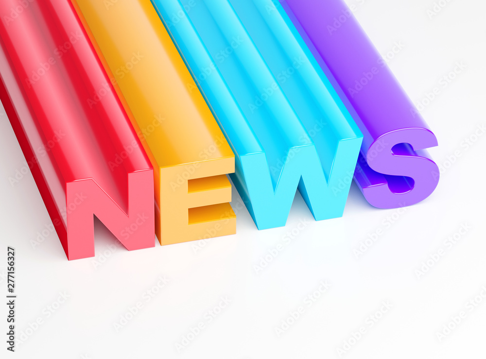 Wall mural news colorful glossy text 3d render calendar background