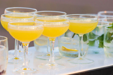 Alcohol coctail drink on the table in restaurant