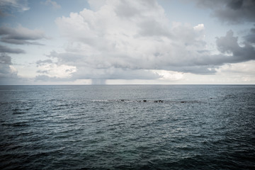 Dramatic view of the horizon on a rainy day from the tourist port of Ortigia in Syracuse.