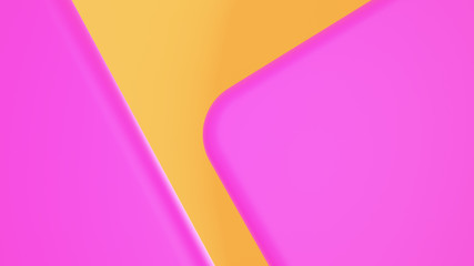 Abstract Round Shape 3D render Background pink geometric on yellow gradient