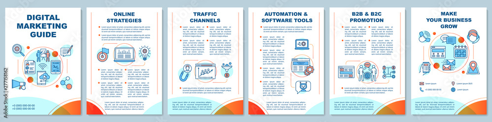 Wall mural digital marketing guide brochure template layout. customer attraction strategy. flyer, booklet, leaf