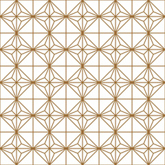 Seamless geometric pattern in golden and white.Japanese style Kumiko.