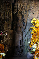 Sculptured of Cambodian Queen at Cambodia ancient temple