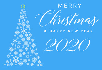 Naklejka na ściany i meble Merry Christmas and Happy New Year 2020 lettering template. Greeting card or invitation. Winter holidays related typograph