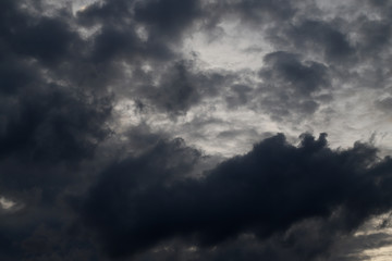 Fototapeta na wymiar Scenery of thunderstorm black cloudy sky in rainy day. 
