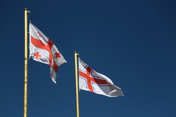  the waving blurred flag in the sky