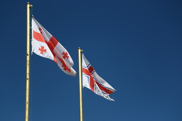  the waving blurred flag in the sky