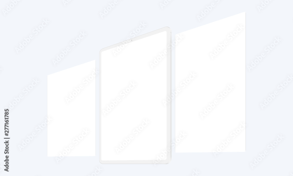 Wall mural clay tablet computer mockup with blank wireframing pages - perspective side view. vector illustratio