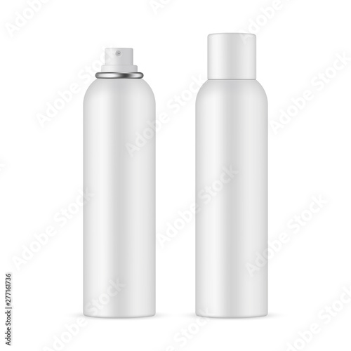 Download Deodorant Spray Bottle Mockup With Opened And Closed Cap Isolated On White Background Vector Illustration Wall Mural Evz