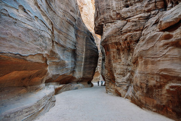Fototapeta na wymiar The Sig. Main entrance to the ancient city of Petra. Southern Jordan