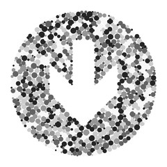 Down arrow color distributed circles dots illustration