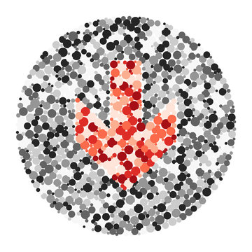 Down arrow color distributed circles dots illustration