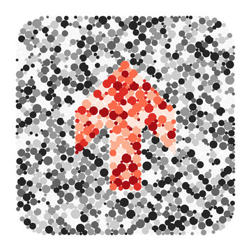 Up arrow color distributed circles dots illustration