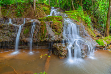 Fototapeta na wymiar Waterfall in Tropical Rain forest ,Pa Wai Waterfall,Tak Province, Thailand