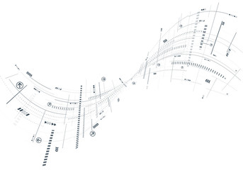 Fototapeta premium Abstract 3d futuristic illustration. White background with lines and small elements. Modern technology eps 10 vector.